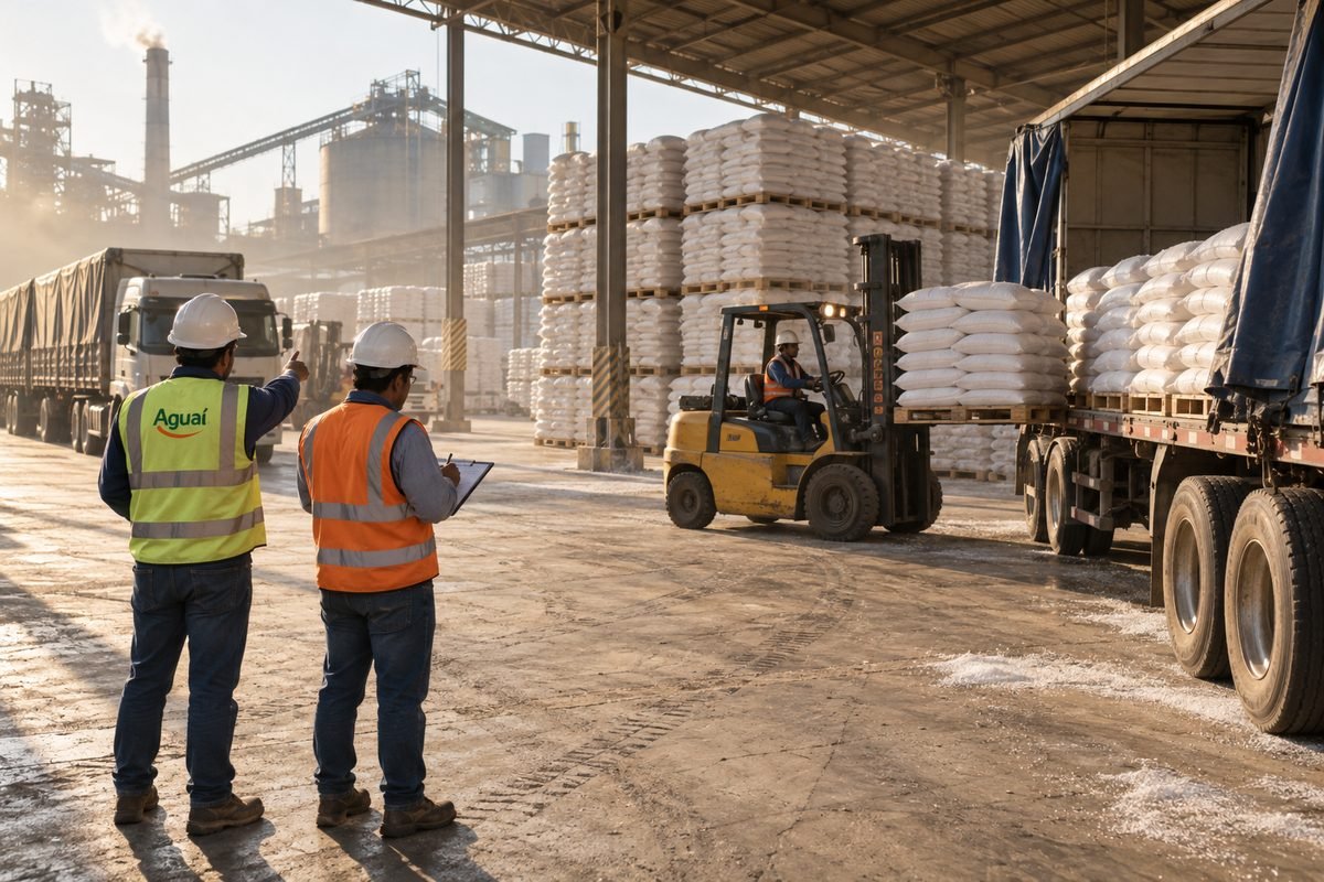 Despacho de producto terminado en ingenio azucarero: carga de sacos a camion